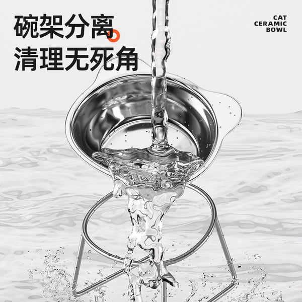 Cat Bowl Dog Bowl Stainless Steel Cat Water Bowl Drinking Basin Pet Neck Protection Elevated Rack Dog Bowl Cat Food Bowl Rice Bowl