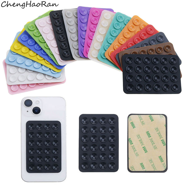 Mobile Phone Non-slip Silicone Suction Cup Multi-functional 24-grain Square Mobile Phone Bracket Suction Cup Sticker With Adhesive Non-slip