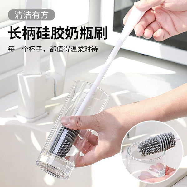 Wash Cup Brush Long Handle Silicone Household No Dead Angle Cleaning Brush Bottle Decontamination Artifact Cup Brush Factory Outlet