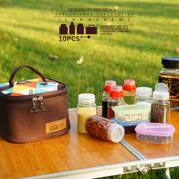 CLS New Outdoor Seasoning Bottle Suit BBQ Seasoning Bottle Jar Portable Kitchen 10 Piece Set Seasoning Box Combination
