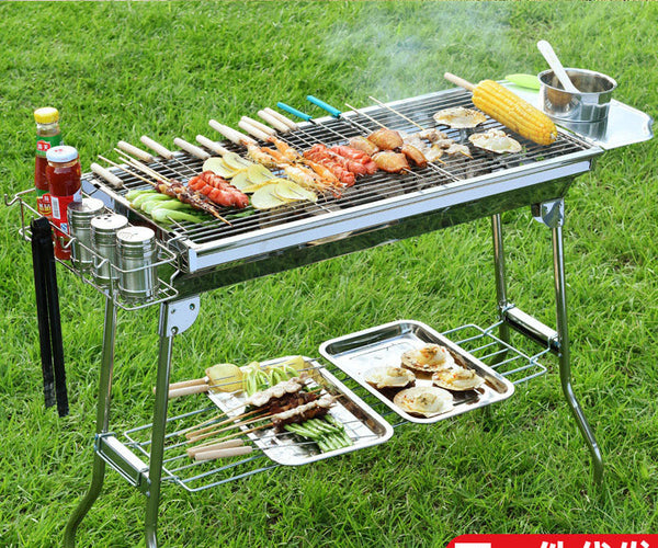 Barbecue Stove Household Barbecue Outdoor Barbecue Stove Large Barbecue Grill Folding Portable Stainless Steel Carbon Barbecue Stove Thickened