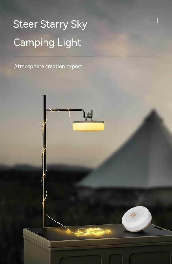 New Multi-function LED Camping Lamp USB Rechargeable Outdoor Tent Colorful Atmosphere String Lamp Tape Measure Storage Camping Lamp