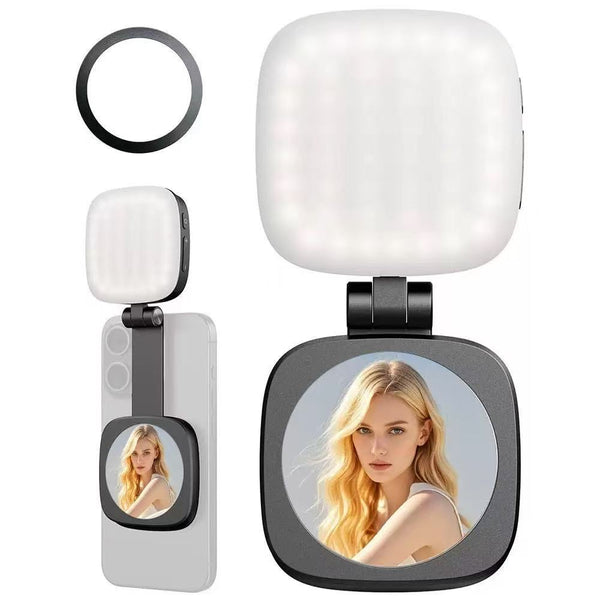 Pocket Light Mobile Phone Magnetic Absorption Fill Light With Mirror Mini Clip Light Mobile Phone Live Video Conference Special Light