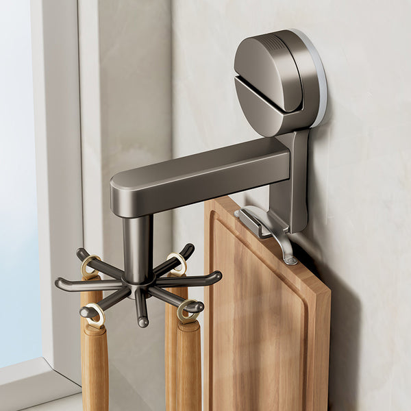 Kitchen Suction Cup Rotary Hook Wall-mounted Storage Rack Kitchenware Storage Rack Punch-free Spoon Shovel Hanger