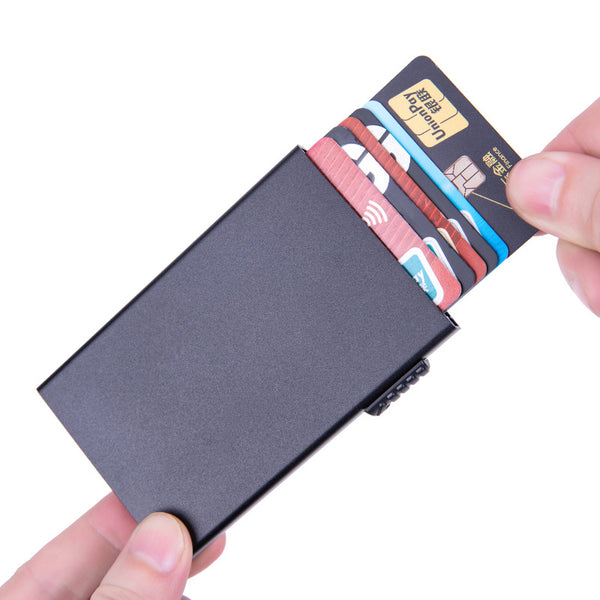 Automatic Elastic Card Type Card Holder Card Holder Metal Anti-theft Brush Anti-magnetic Identification Package RFID Aluminum Alloy Card Box