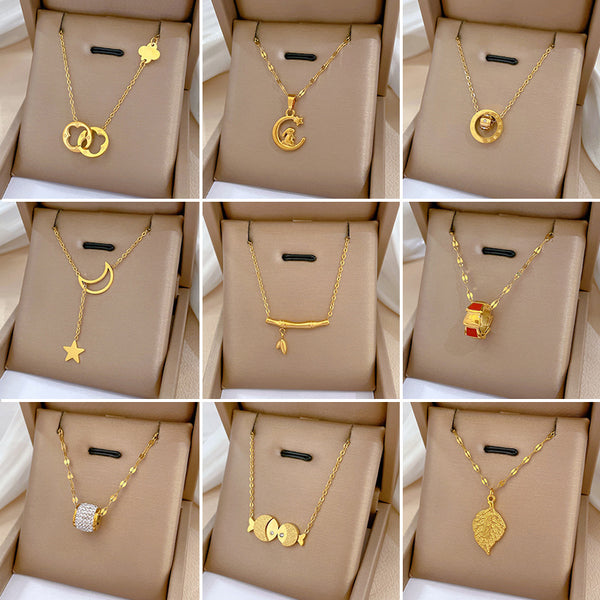 قلادة من الذهب الحقيقي بتصميم هندسي على شكل حيوان من الفولاذ التيتانيوم، سلسلة ترقوة نسائية، سلسلة N303/4